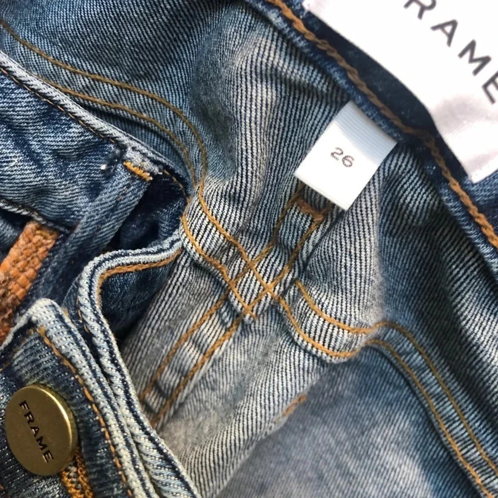 NWT FRAME LE MINI BOOTCUT LEATHER PATCHWORK JEANS… - image 8